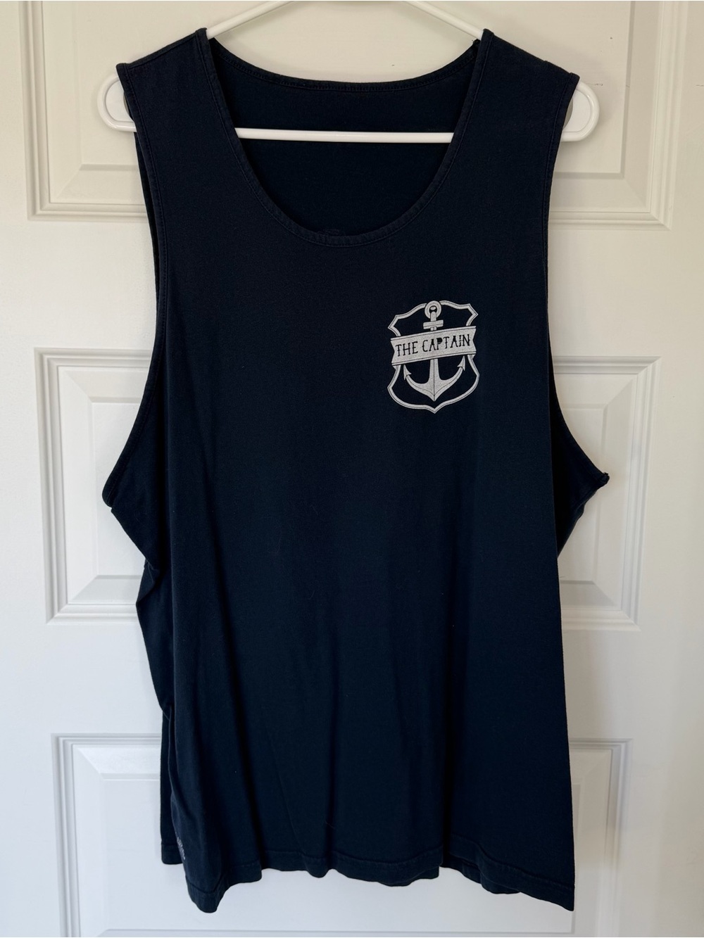 Navy Sleeveless Tank with 'The Captain' Anchor Graphic